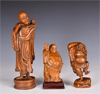 Group of 3 Carved Wood Figures