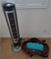 L - TOWER FAN & TOTE W/ CONTENTS (N11)