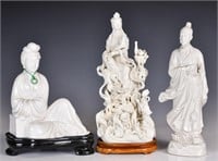 Group of 3 Blanc-de-Chine Figural Statues
