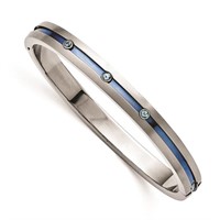 Titanium Brushed Blue Anodized Blue Topaz Bracelet