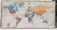 WOOD FRAME WORLD MAP 48x24x1IN