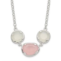 Sterling Silver White and Pink Chalcedony Necklace