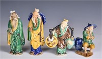 Group of 4 Sancai Porcelain Figures
