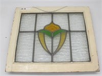 EARLY 1900'S STAIN GLASS WINDOW 22 X 19 INCHES