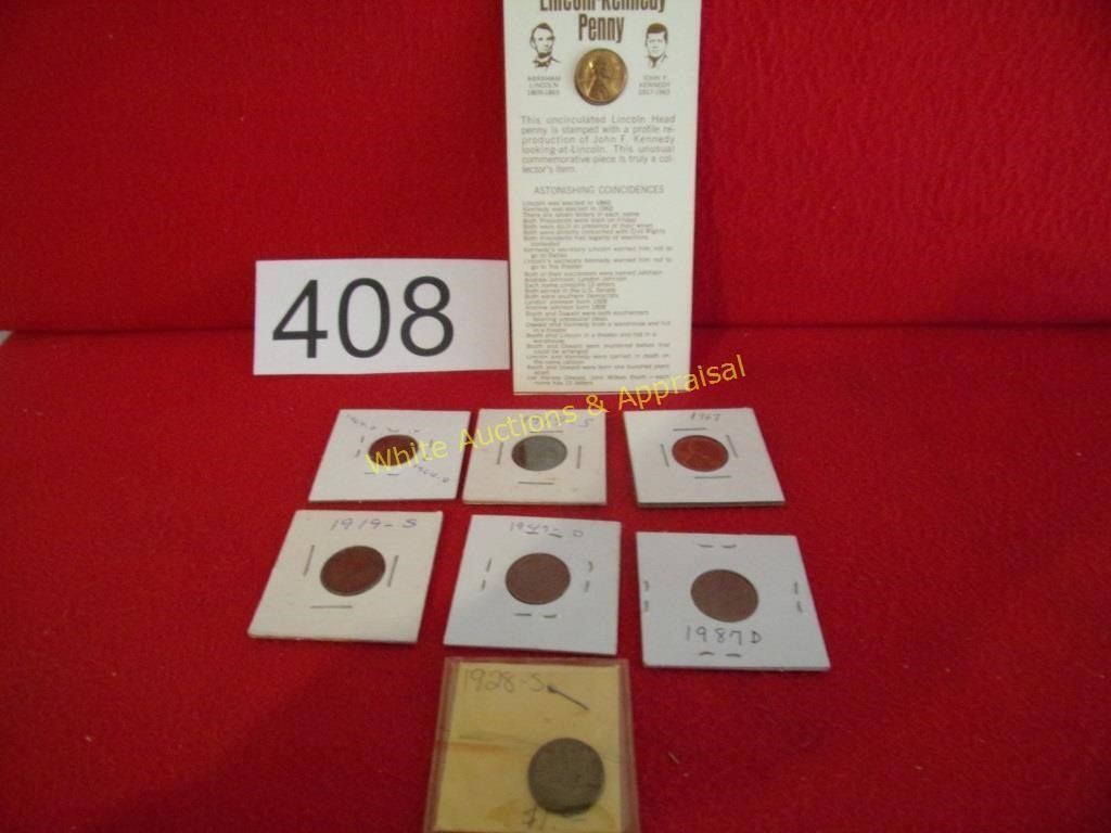 Old Wheat Pennies w/1973 Lincoln-Kennedy Coin