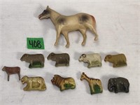 Lot of Antique Plastic Animal Figures