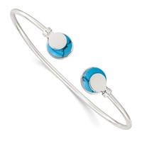 Sterling Silver Turquoise Flexible Cuff Bangle
