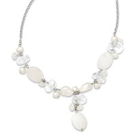 Silver Moonstone Pearl Quartz Jade Necklace
