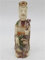 EARLY CARVED IVORY MAN SNUFF/ OPIUM BOTTLE 3"