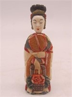 EARLY CARVED IVORY WOMAN SNUFF/ OPIUM BOTTLE 3"