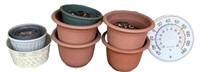 Plastic Pots and Outdoor Thermometer