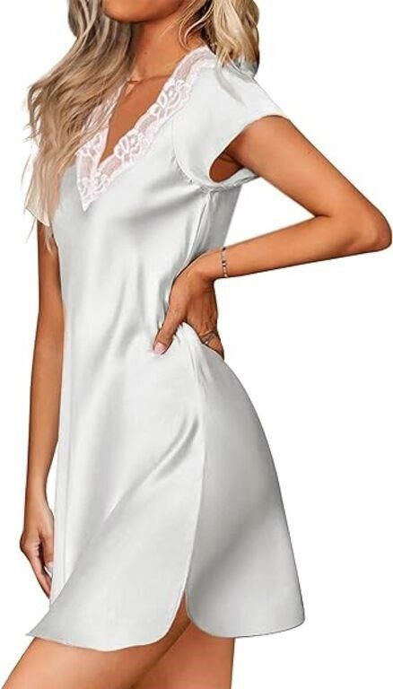 Size:(L) Ekouaer Women's Nightgown Satin Sleepwear
