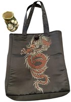 Embroidered Asian Dragon Tote