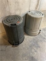 (2) trash barrels