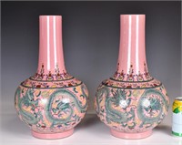 Pair of Tianqiuping Vases, Tongzhi Mark