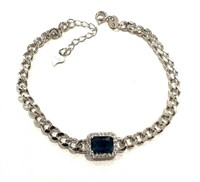 Sterling Silver Austrian Sapphire Crystal Bracelet