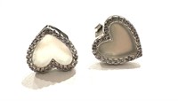 Sterling Silver Mother Of Pearl Heart Stud Earring