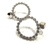 Silver Circular Modern Design Dangle Earrings