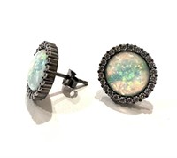 Silver Opal Austrian Crystal Creation Earrings