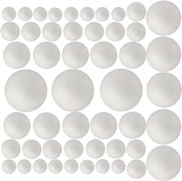 48 Pack Craft Foam Balls, 5 Sizes(1-2.4 Inches), W