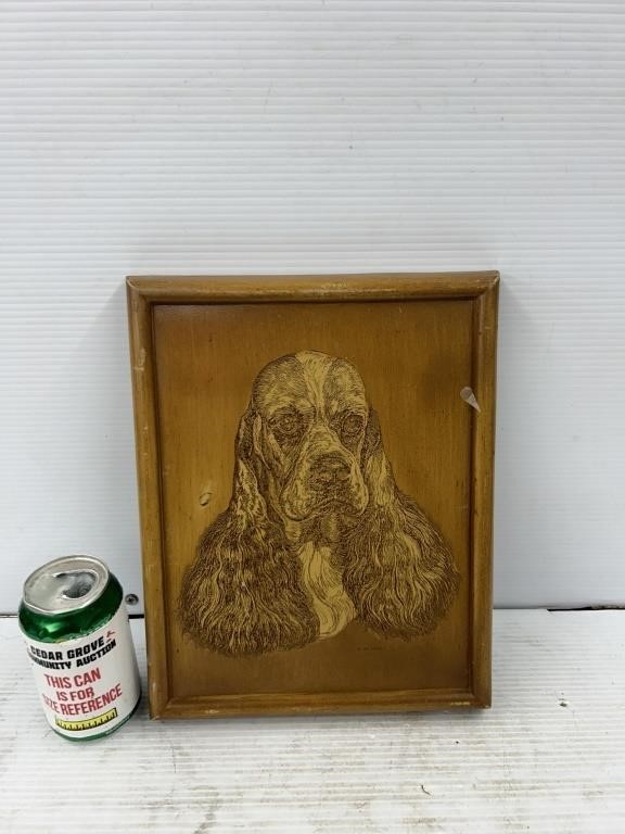 E H Hart wood carved dog