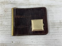Genuine alligator skin wallet with built in watch