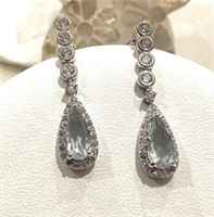 Sterling Silver Austrian Topaz Crystal Earrings