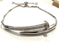 Silver Austrian Crystal Nail Design Bracelet