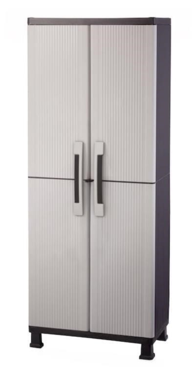 Keter tall plastic garage utility cabinet