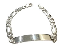 Sterling Silver Engravable ID Bar Fancy Bracelet