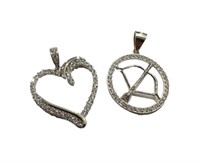 Sterling Silver Set of 2 Cupid Love Theme Pendants