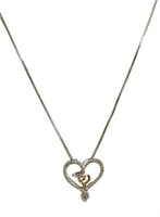 Sterling Silver .20 Ct Diamond 14 Kt Necklace