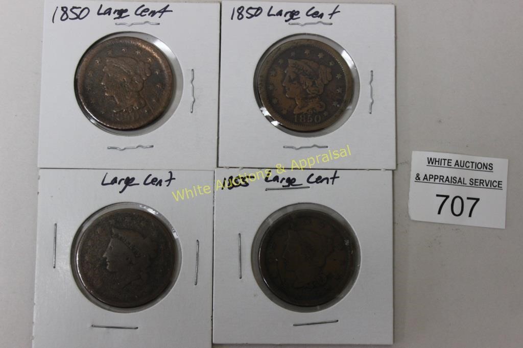 1850 > 1855 Large Cent Coins (4)