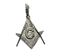 Sterling Silver Masonic C Center Pendant