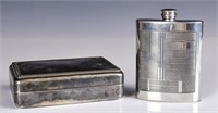 A Silver Covered Box & A Silver Flask