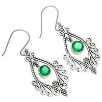 Sterling Silver Green Onyx Earrings