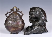 2 Japanese-Style Bronze Ornaments