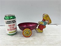 J.Chein tin bunny pushing and egg shaped cart