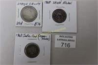 (3) 1800's Coins / Includes 1863 Copper Nickel