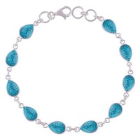 Sterling Silver Bezel Set Turquoise Bracelet