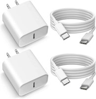 2 Pack PD 20W USB C Fast Charger for iPhone 15, PD