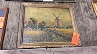 Early framed Dutch mill painting
