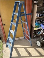 Blue Wood Ladder, 6 Ft., Missing Tray Board