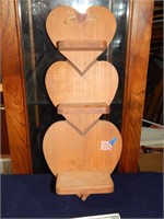 Wooden Heart Themed Hanging Shelf 21" T