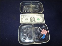 2ct Divided Cut Glass Dishes