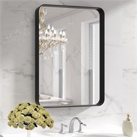 Black Metal Framed Bathroom Mirror for Wall,