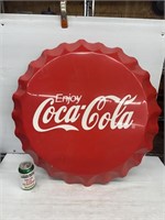 Large Coca Cola bottle cap aluminum sign 27 1/2
