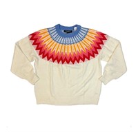 New Women's Long Sleeve Fair Isle Sweater (Ivory,