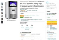 B9604  Commercial Ice Maker 130LBS/24H with 35LBS
