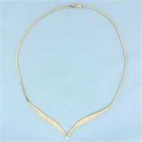 Tri-Color Woven V Choker Necklace in 14k Yellow, W